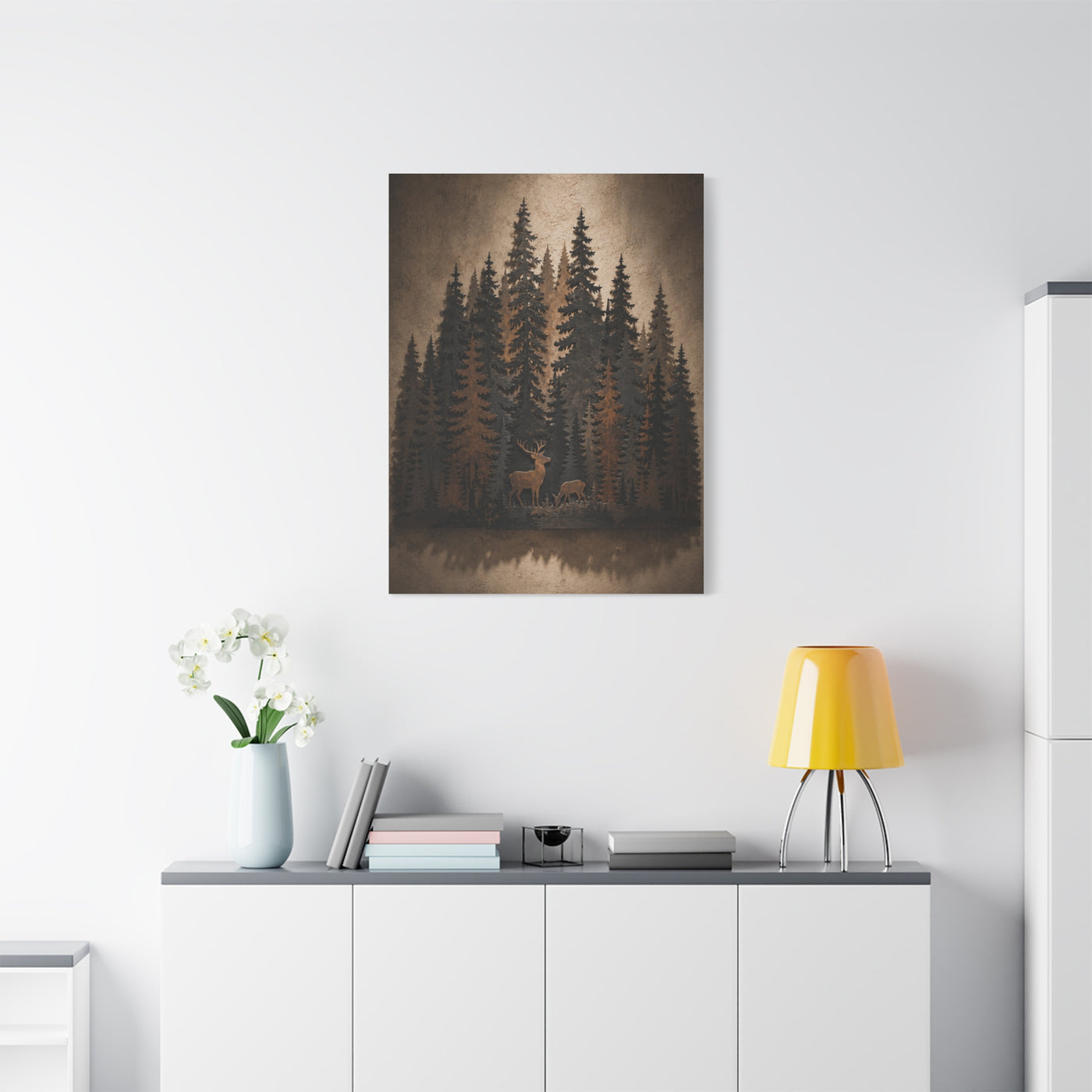 Forest Wildlife Silhouette Scene Trees Wall Art & Canvas Print