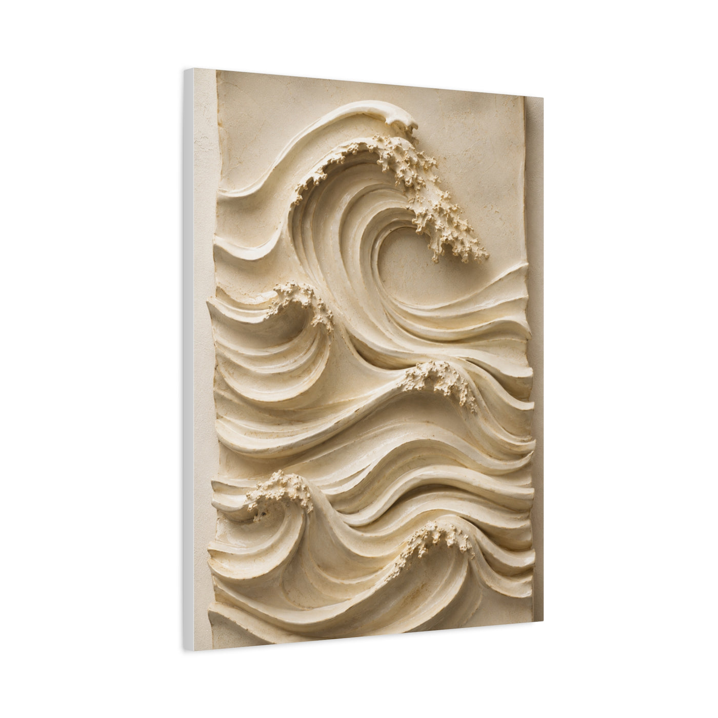 Ivory Minimal Wave Relief Texture Wall Art & Canvas Print