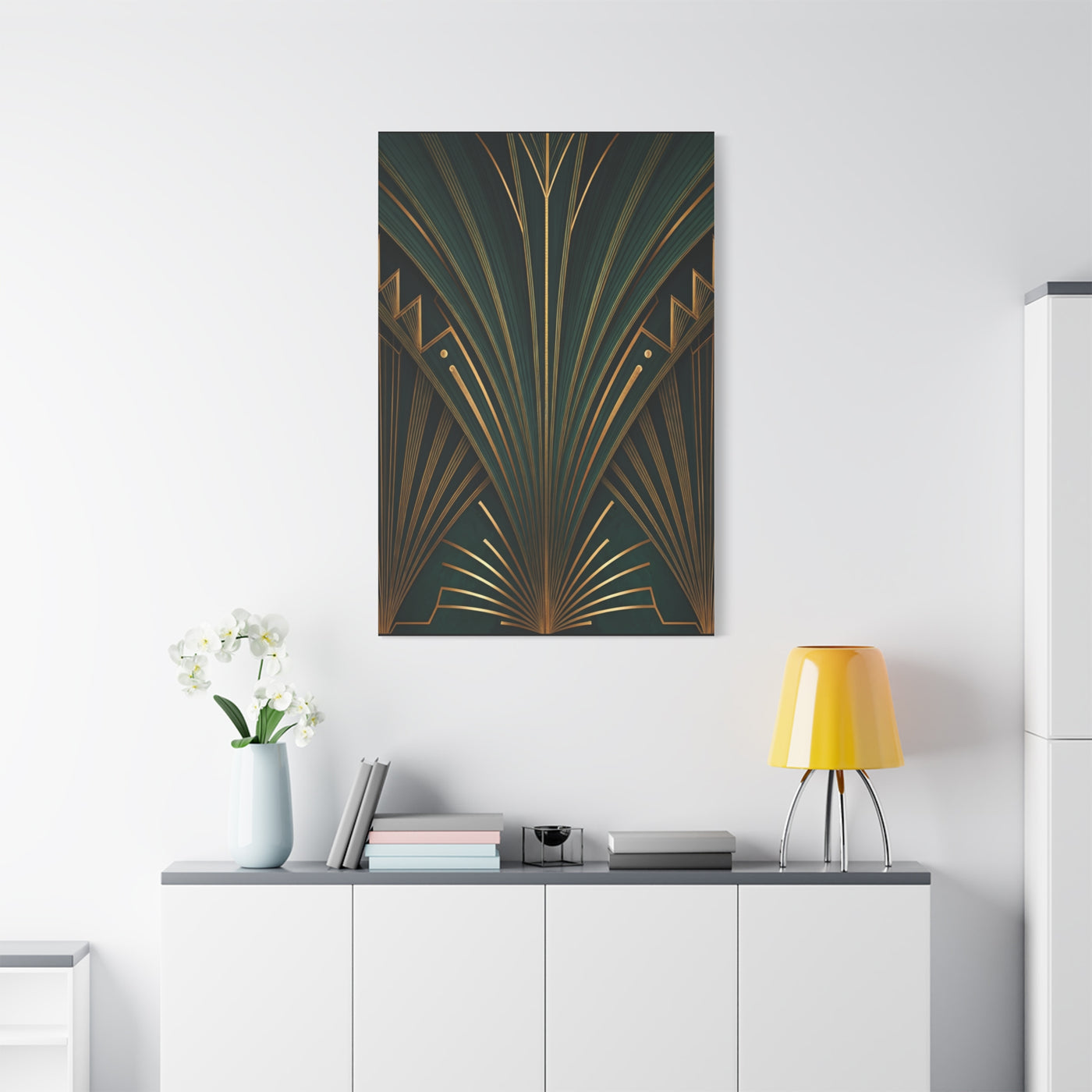 Emerald Radiance Fan Art Deco Wall Art & Canvas Prints