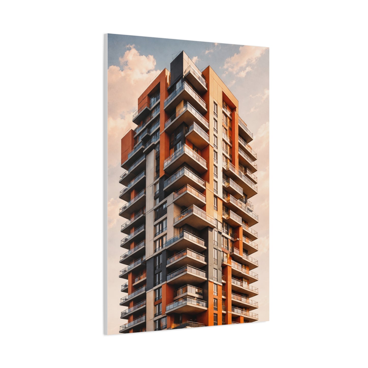 Modern Orange Architectural Tower Wall Art & Canvas Print