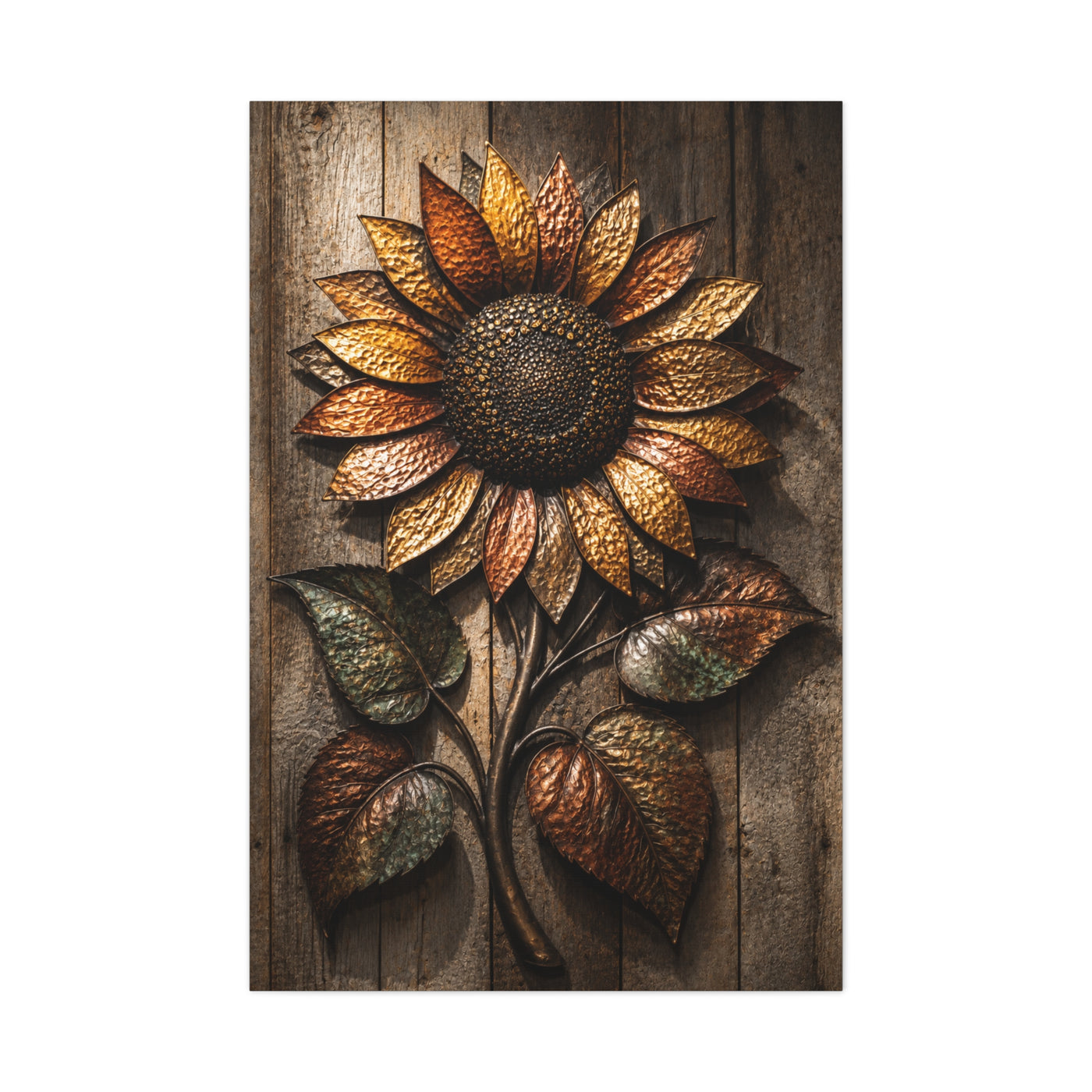 Hammered Metal Sunflower Sculpture Wall Art & Canvas Print