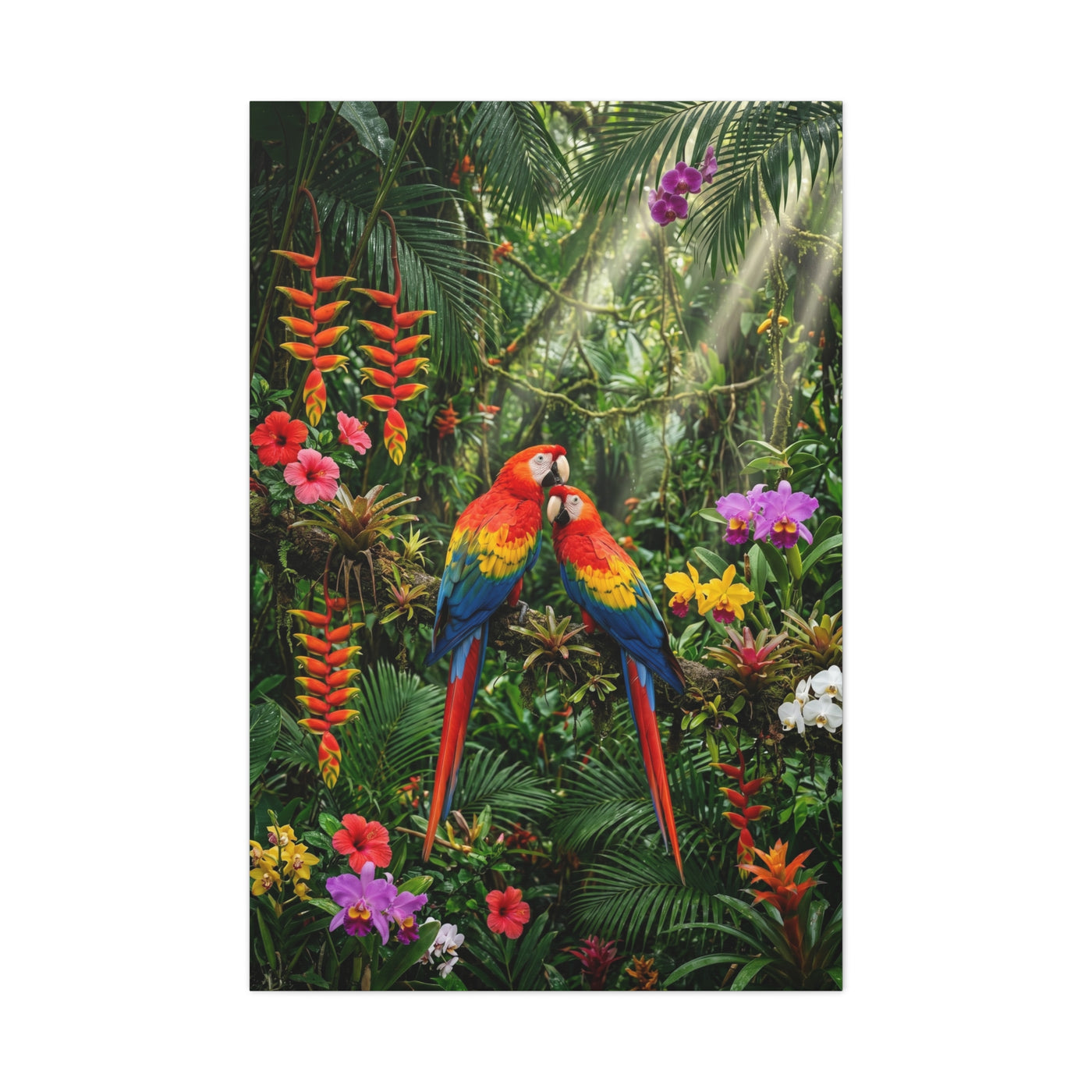 Vibrant Jungle Parrot Paradise Tropical Wall Art & Canvas Print