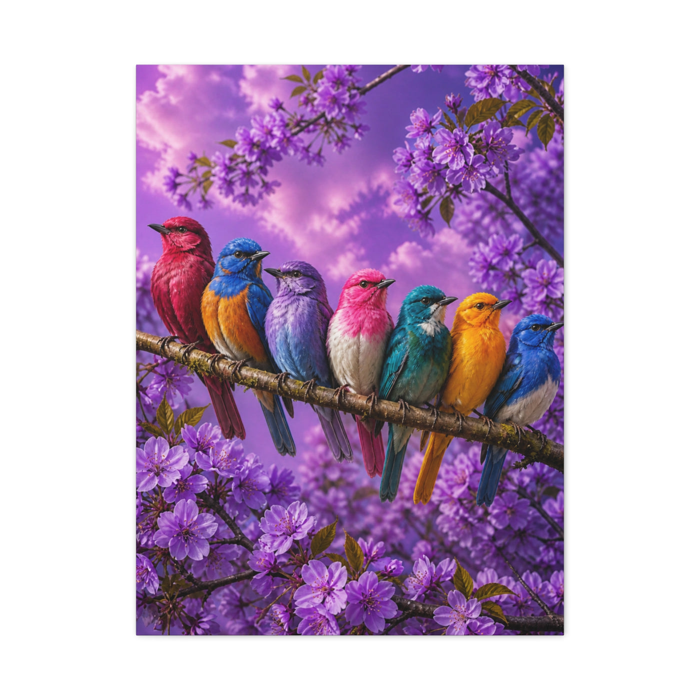 Vibrant Blossom Birds Garden Wall Art & Canvas Print