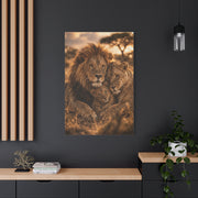 Lion Family Embrace Golden Bond Wall Art & Canvas Print
