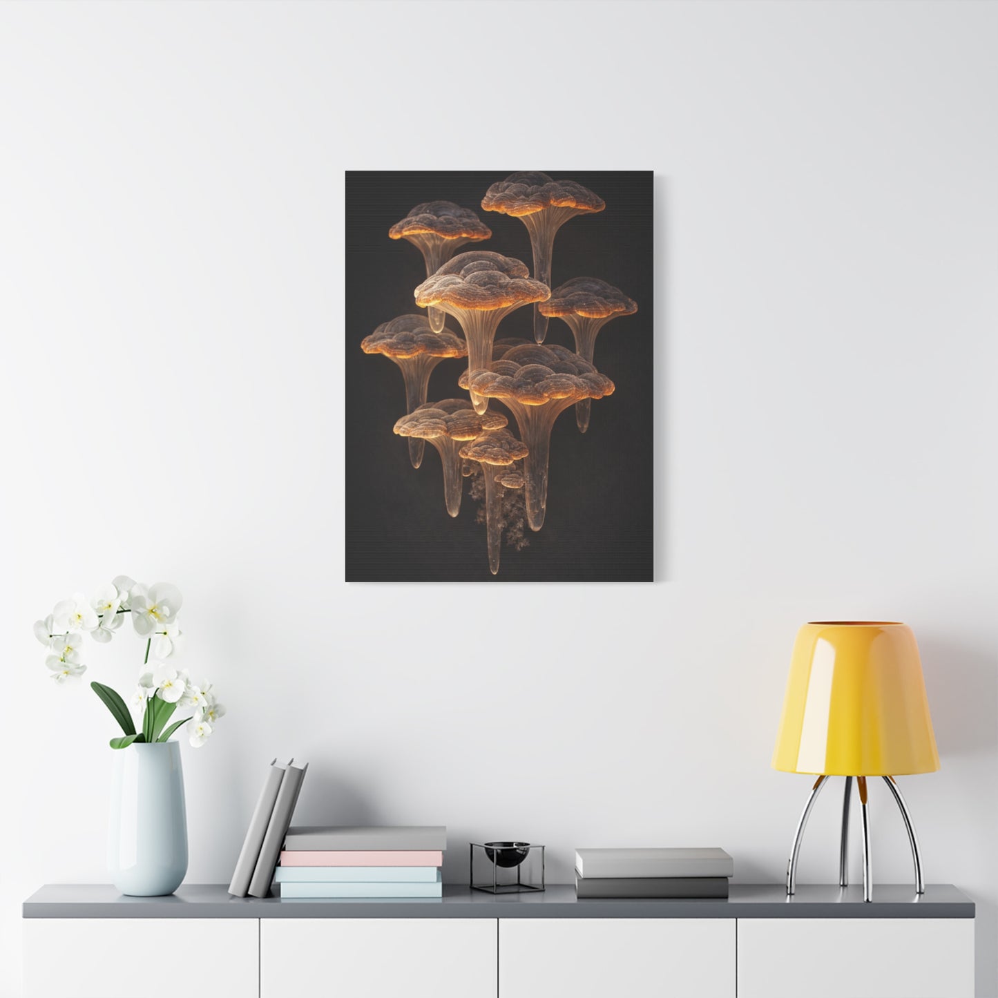Luminous Amber Lingzhi Sculpture Study Wall Art & Canvas Print