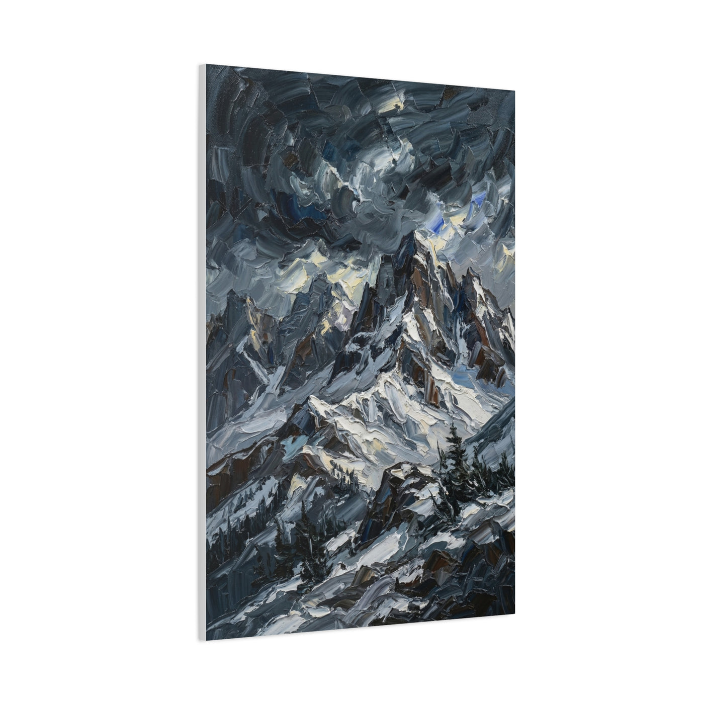 Thick Impasto Oil Mountain Stormscape Wall Art & Canvas Print