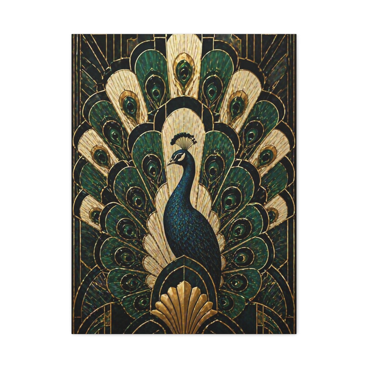 Art Deco Peacock Fan Composition Wall Art & Canvas Print