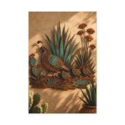 Quail Family Metal Relief Southwest Wall Art & Canvas Print