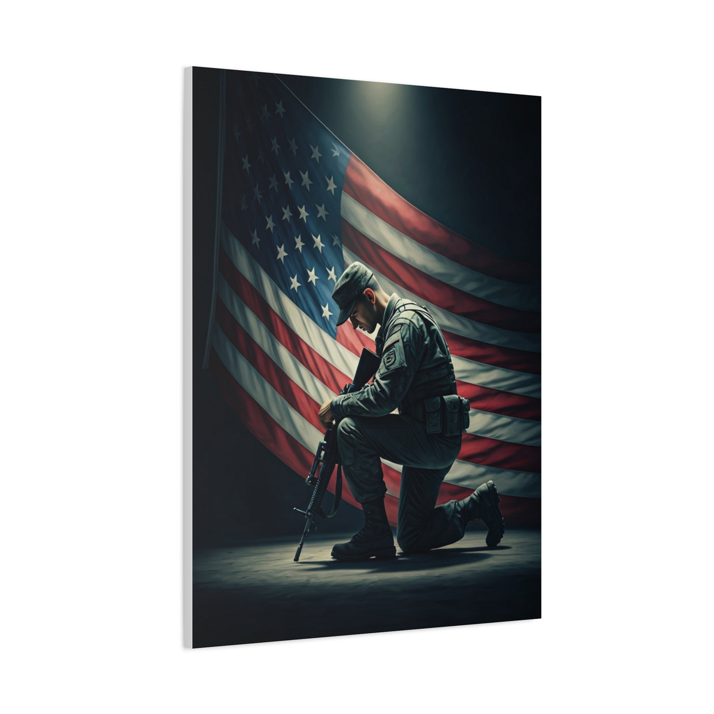 Kneeling Soldier Prayer Tribute Wall Art & Canvas Prints