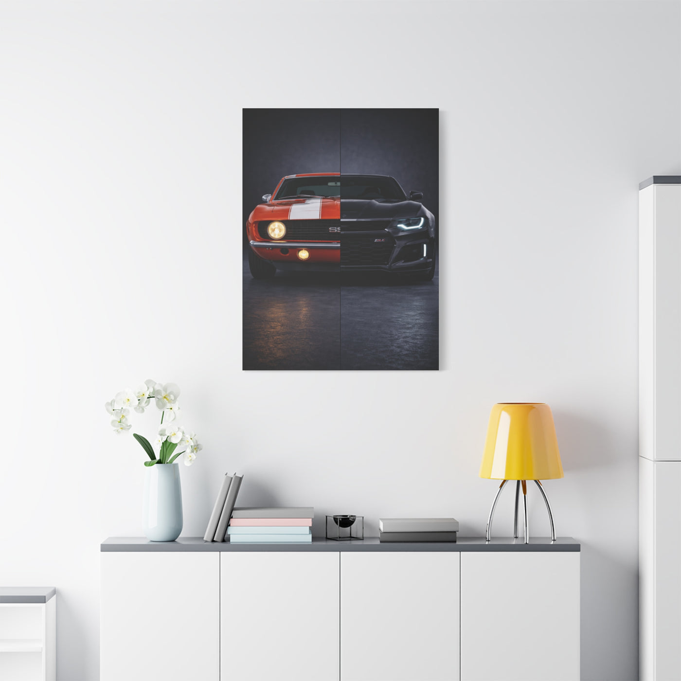 Chevrolet Camaro Split Classic SS vs Modern ZL1 Wall Art & Canvas Prints