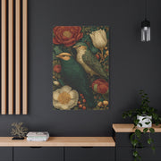 Green Botanical Songbird Pattern Wall Art & Canvas Print