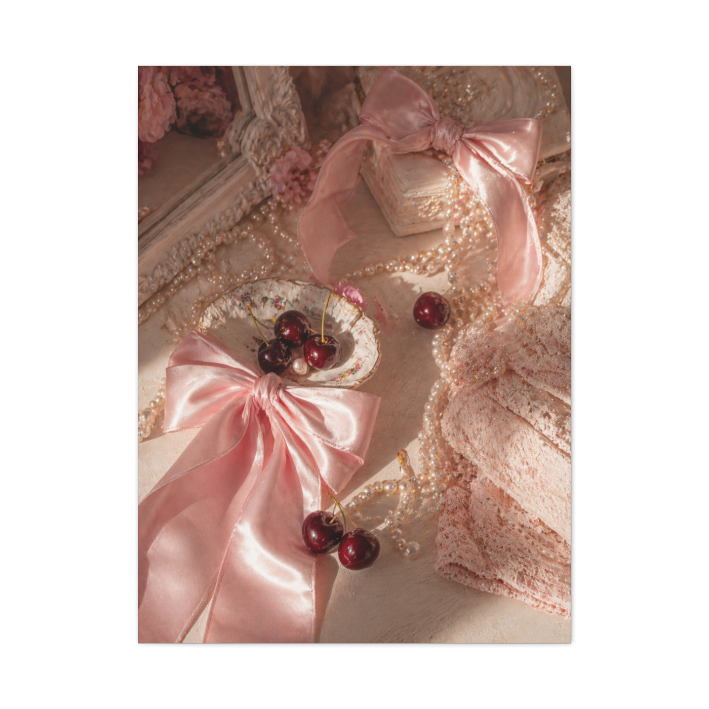 Coquette Satin Bow Still Life Wall Art & Canvas Print