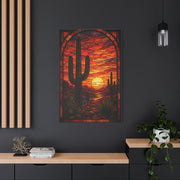 Stained Glass Desert Sunset Southwest Wall Art & Canvas Print