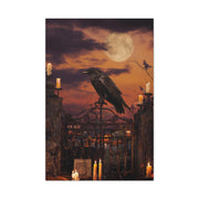 Raven on Moonlit Cemetery Gate Wall Art & Canvas Print