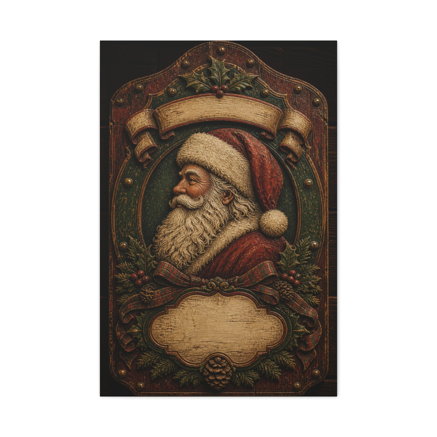 Heirloom Santa Wooden Plaque Wall Art & Canvas Print