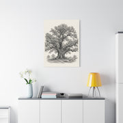 Detailed Engraved Oak Study Trees Wall Art & Canvas Print