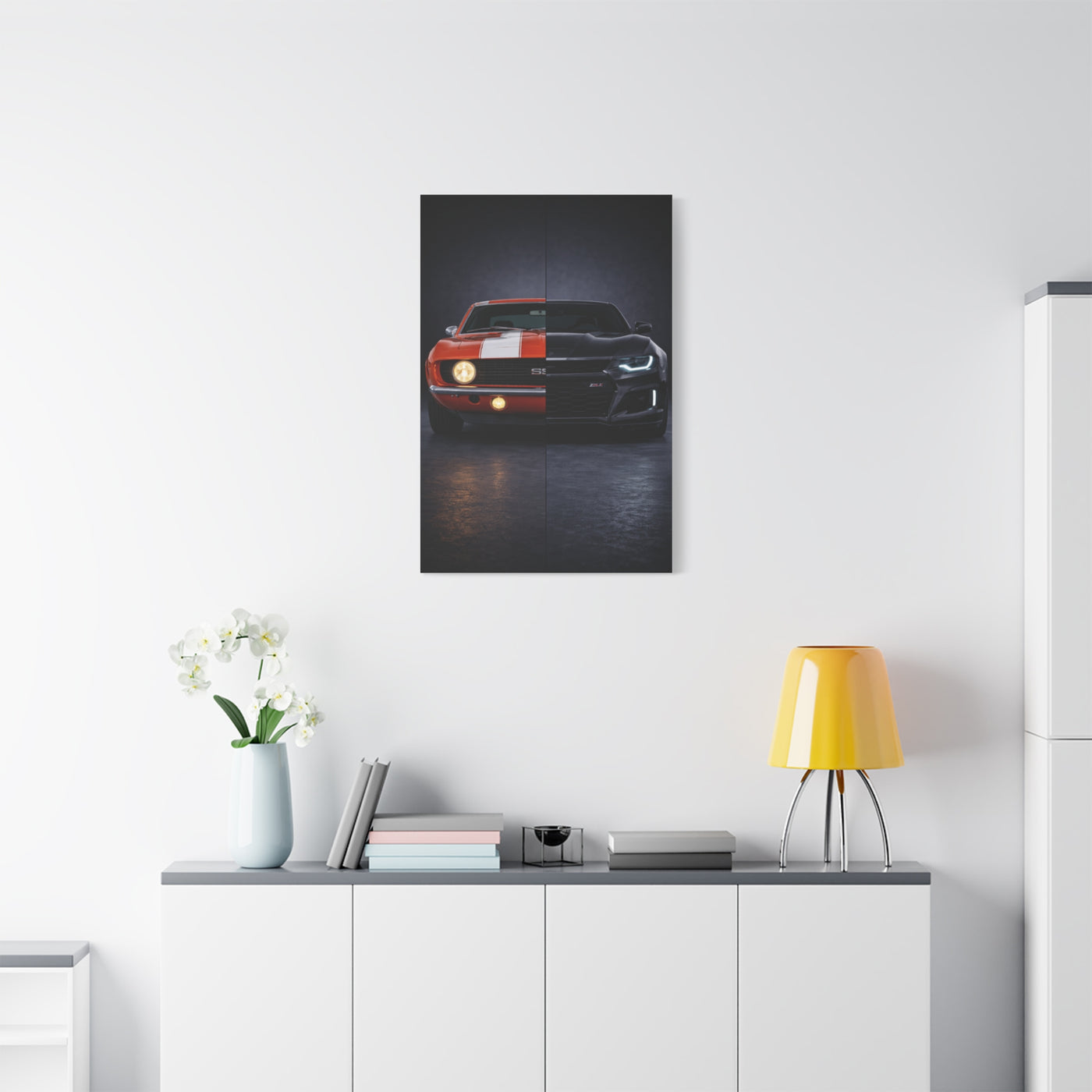 Chevrolet Camaro Split Classic SS vs Modern ZL1 Wall Art & Canvas Prints