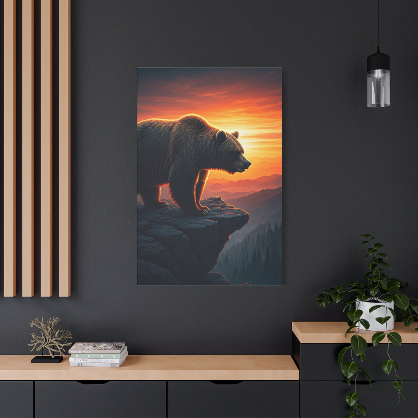 Sunset Cliff Grizzly Bear Wall Art & Canvas Prints
