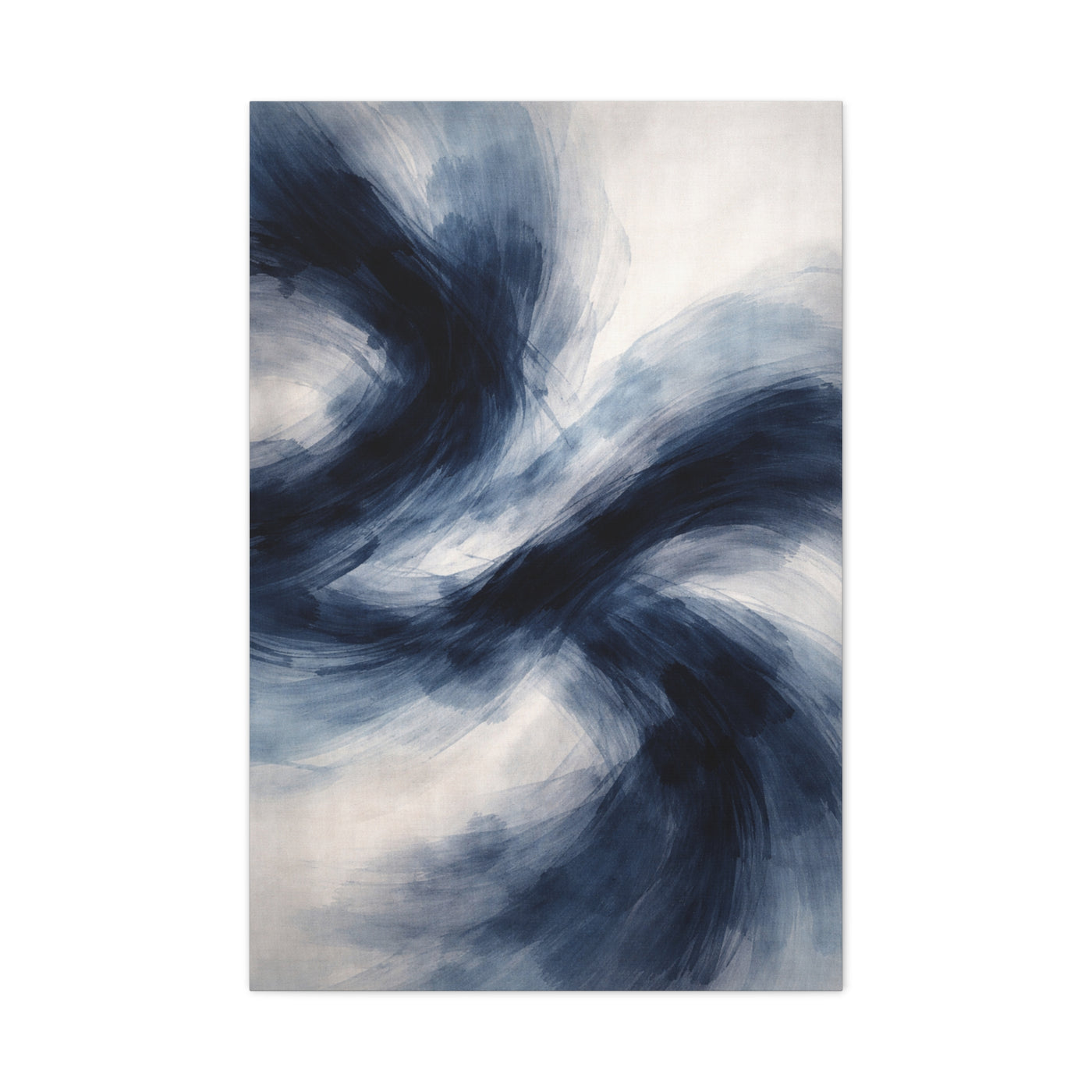 Expressive Navy Brush Flow Abstraction Wall Art & Canvas Print
