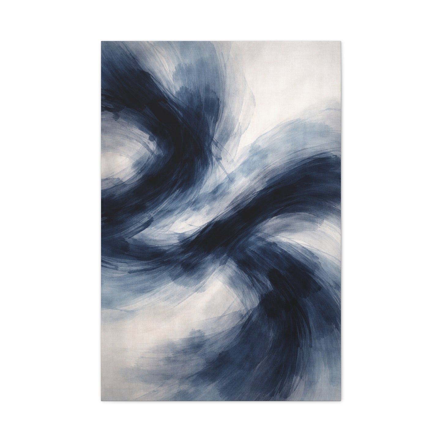 Expressive Navy Brush Flow Abstraction Wall Art & Canvas Print