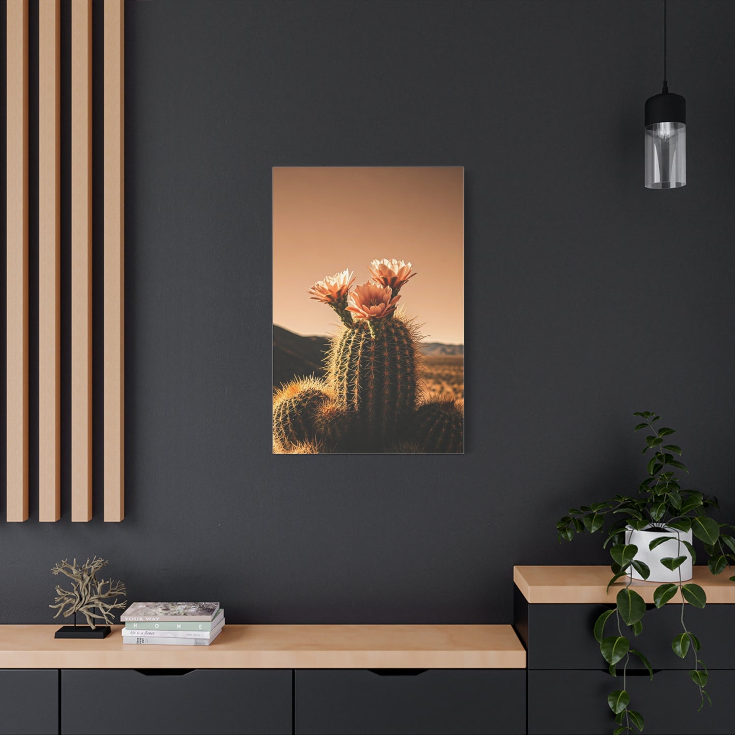 Desert Barrel Cactus Bloom at Sunset Wall Art & Canvas Prints