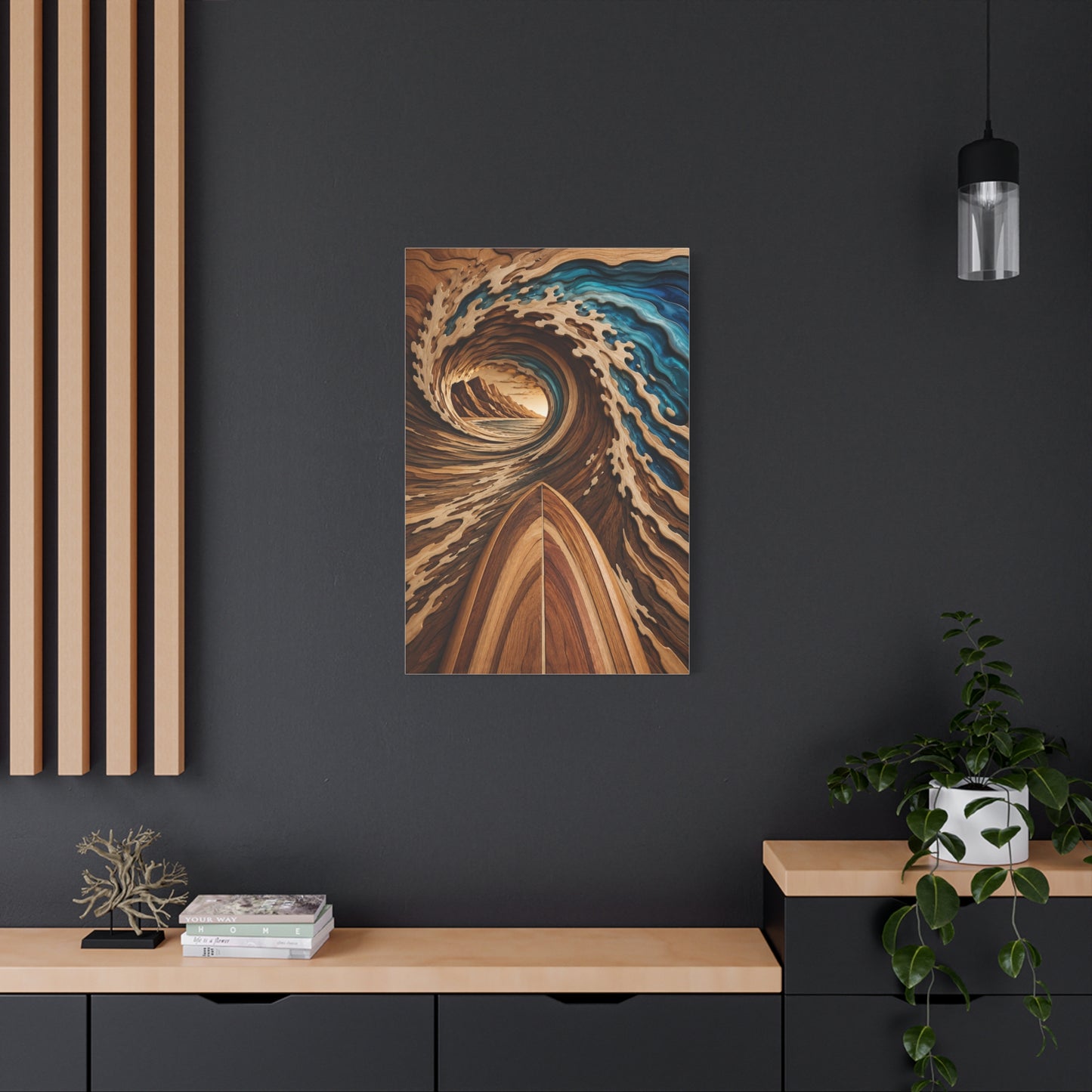 Surfboard Perspective Wooden Wave Tunnel Wall Art & Canvas Print