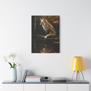 Woodland Stream Fox Reflection Wall Art & Canvas Print