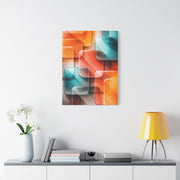 Tangerine and Teal Acrylic Geometry Wall Art & Canvas Print