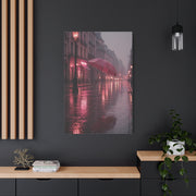 Dreamy Pink Umbrella Rain Scene Wall Art & Canvas Print