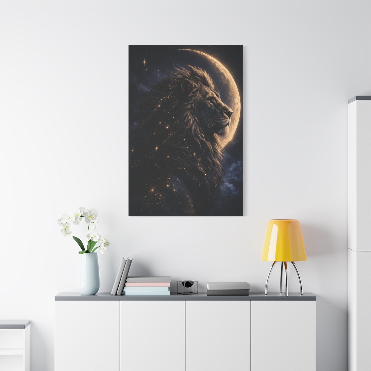 Celestial Lion Moon Constellation Wall Art & Canvas Print
