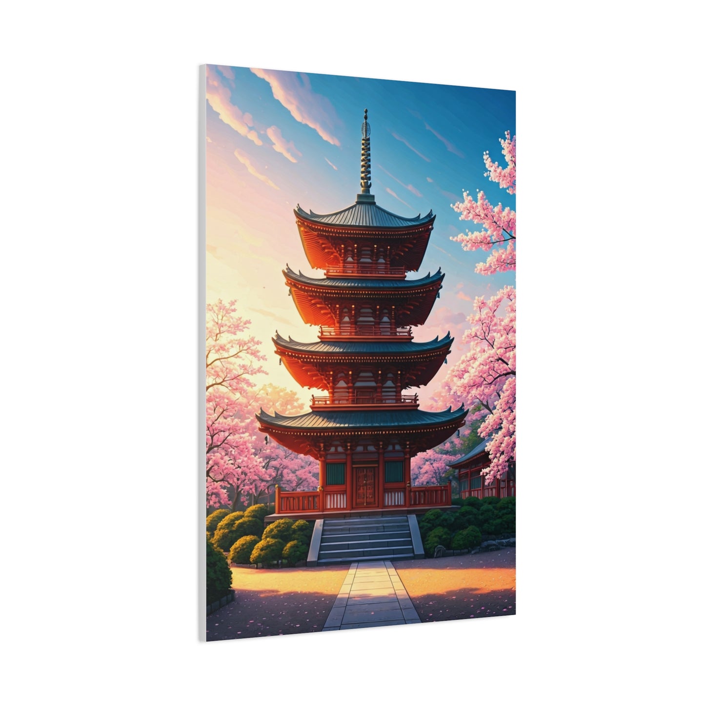 Traditional Pagoda Surrounded by Sakura Blossoms Wall Art & Canvas Prints