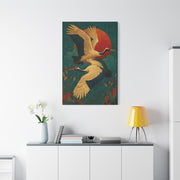 Golden Crane Celestial Flight Wall Art & Canvas Print