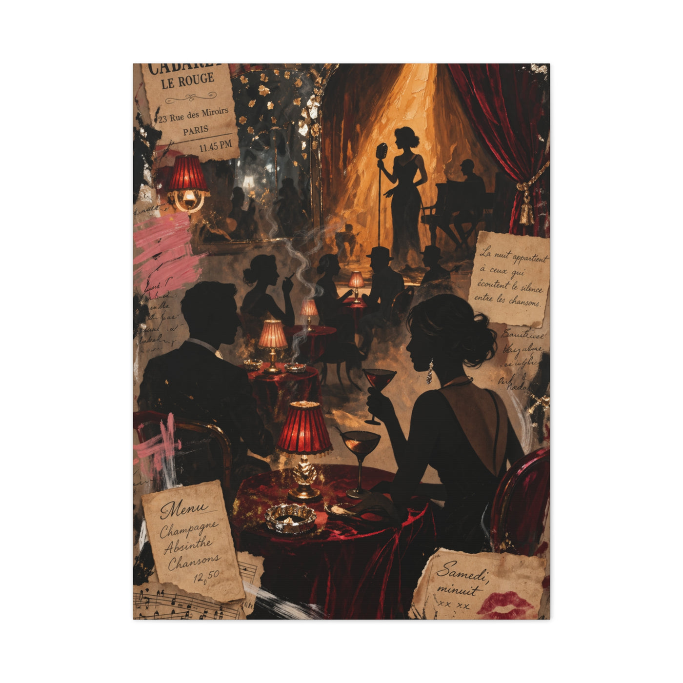 Cabaret Night Collage Scene Wall Art & Canvas Print