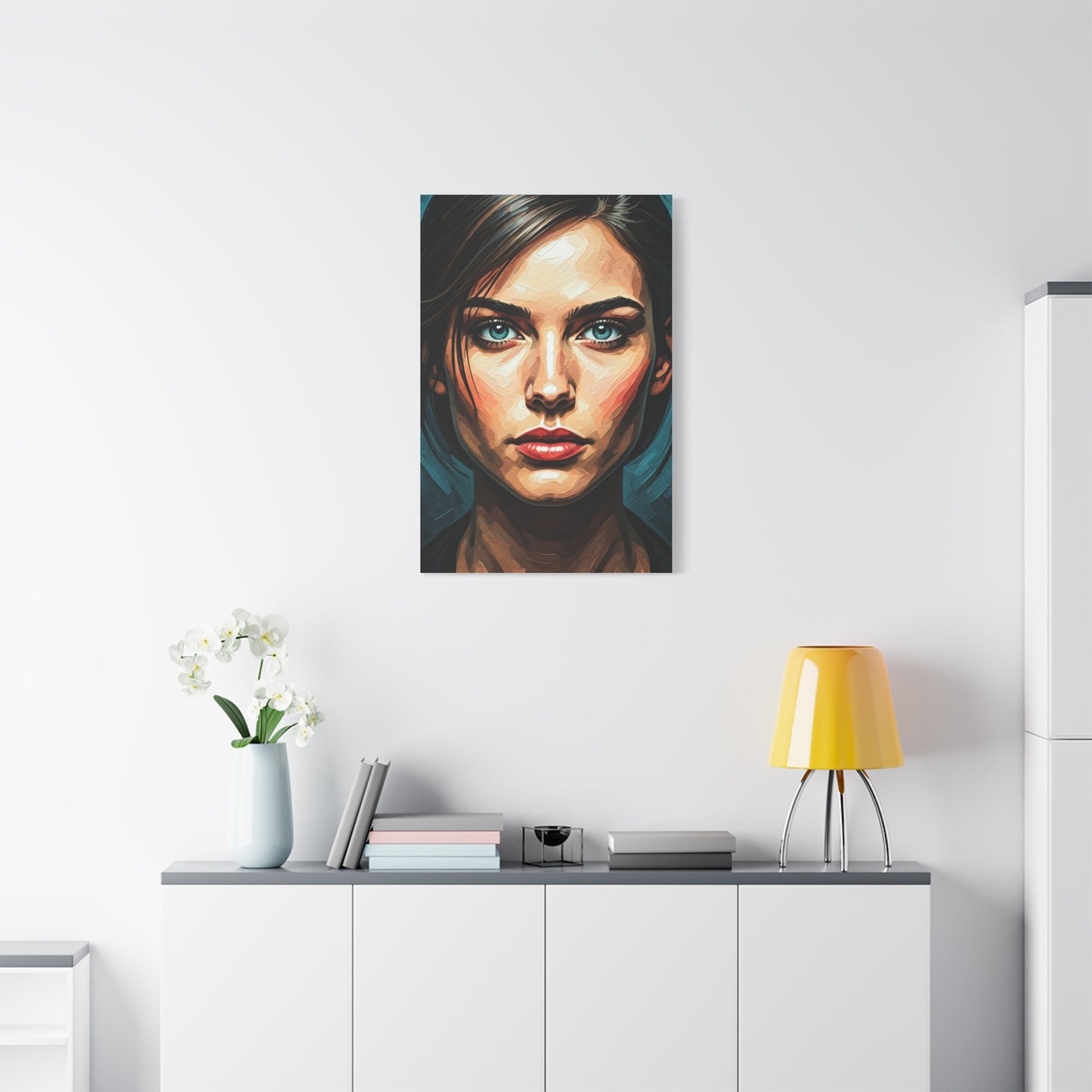 Piercing Azure Gaze Portrait Wall Art & Canvas Print
