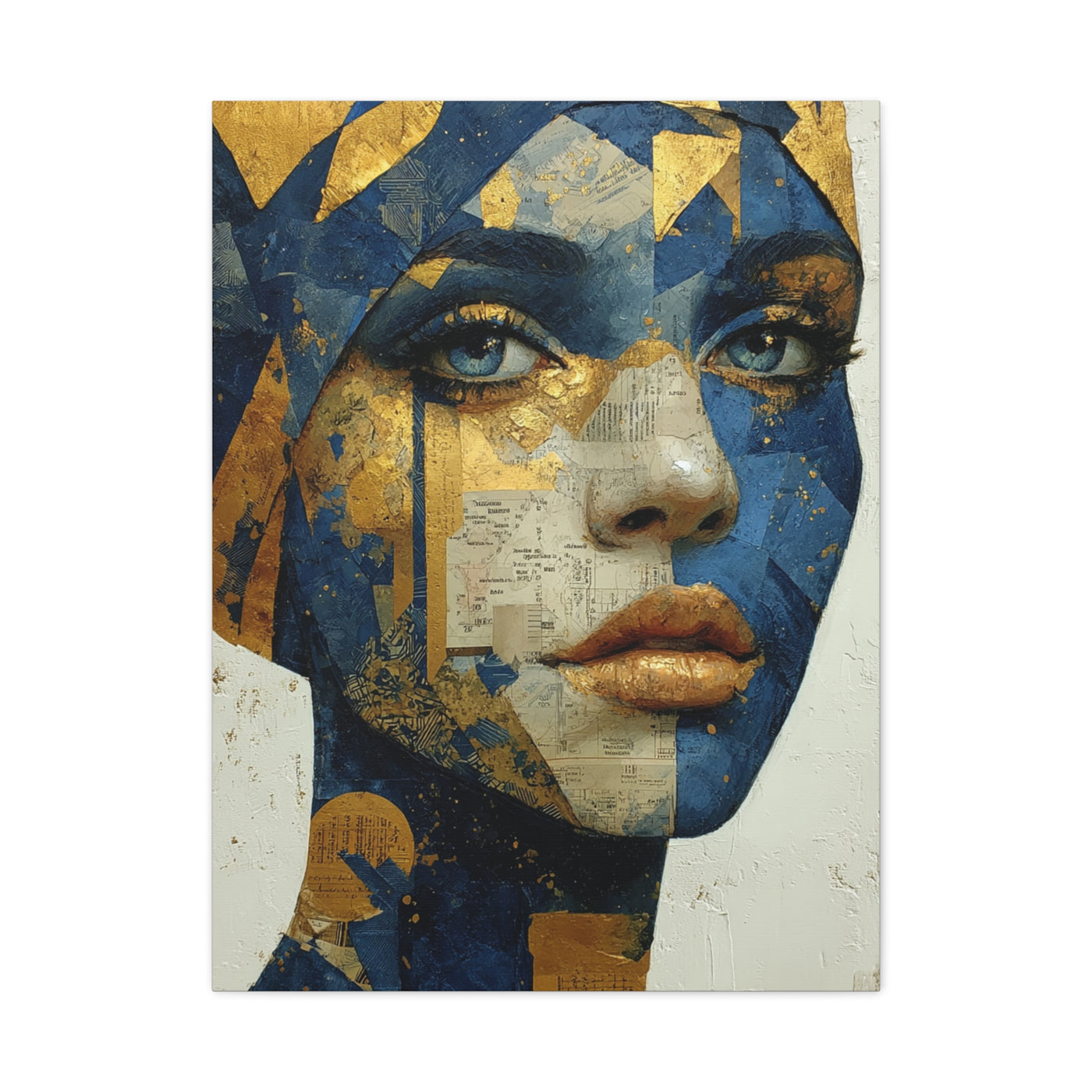 Geometric Gold Mask Portrait Wall Art & Canvas Print
