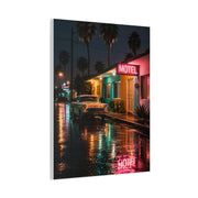 Neon Motel Night Reflection Wall Art & Canvas Print