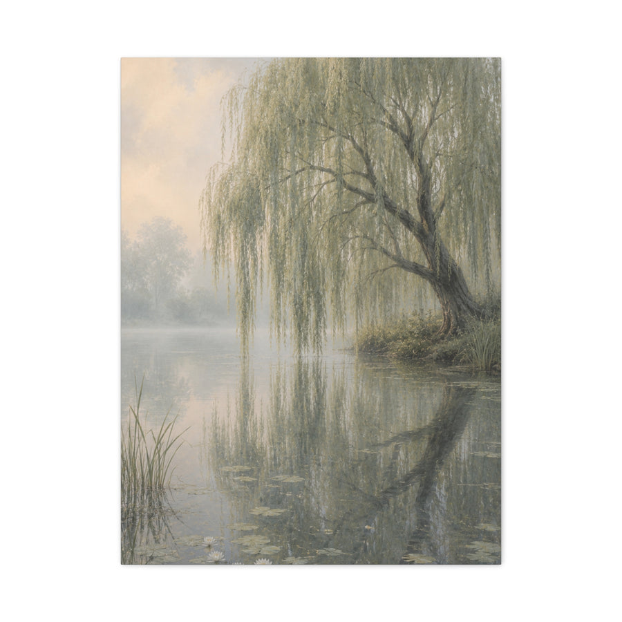 Misty Willow Reflection Lake Trees Wall Art & Canvas Print