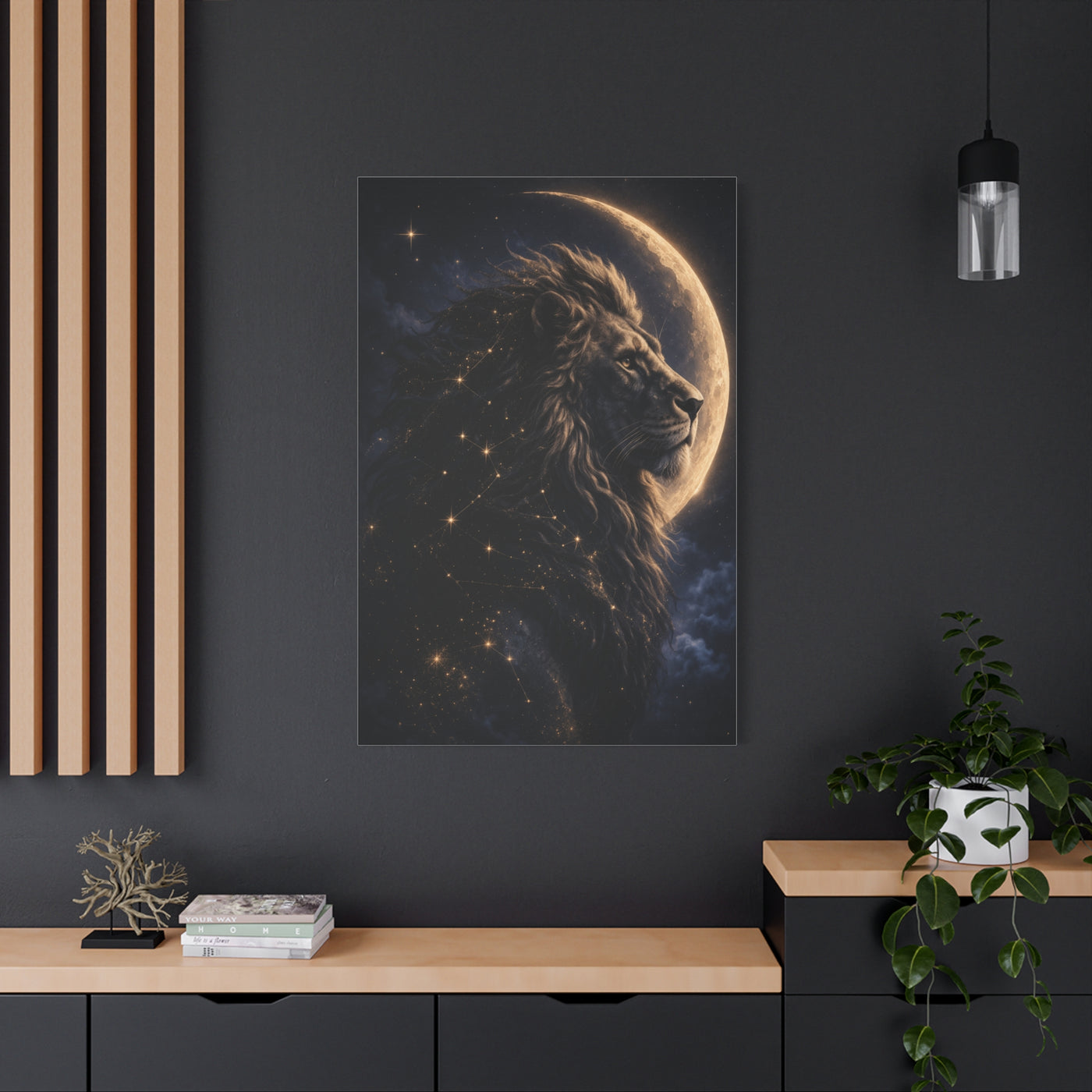 Celestial Lion Moon Constellation Wall Art & Canvas Print