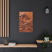 Terracotta Clay Wave Sculpture Panel Wall Art & Canvas Print