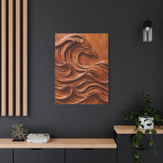 Terracotta Clay Wave Sculpture Panel Wall Art & Canvas Print