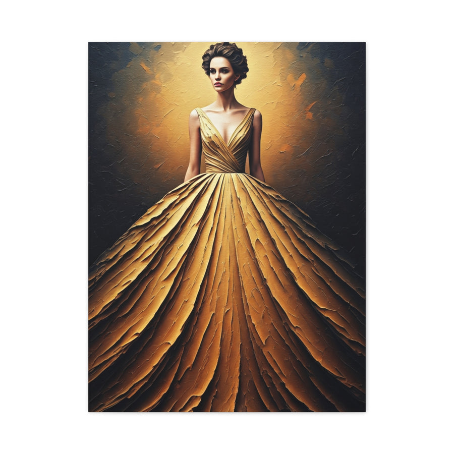 Golden Radiance Gown Portrait Wall Art & Canvas Print