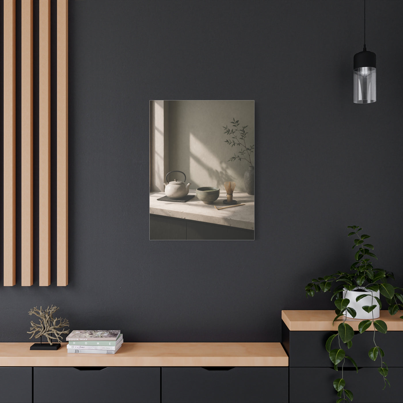 Japandi Tea Kitchen Minimal Still Life Wall Art & Canvas Print
