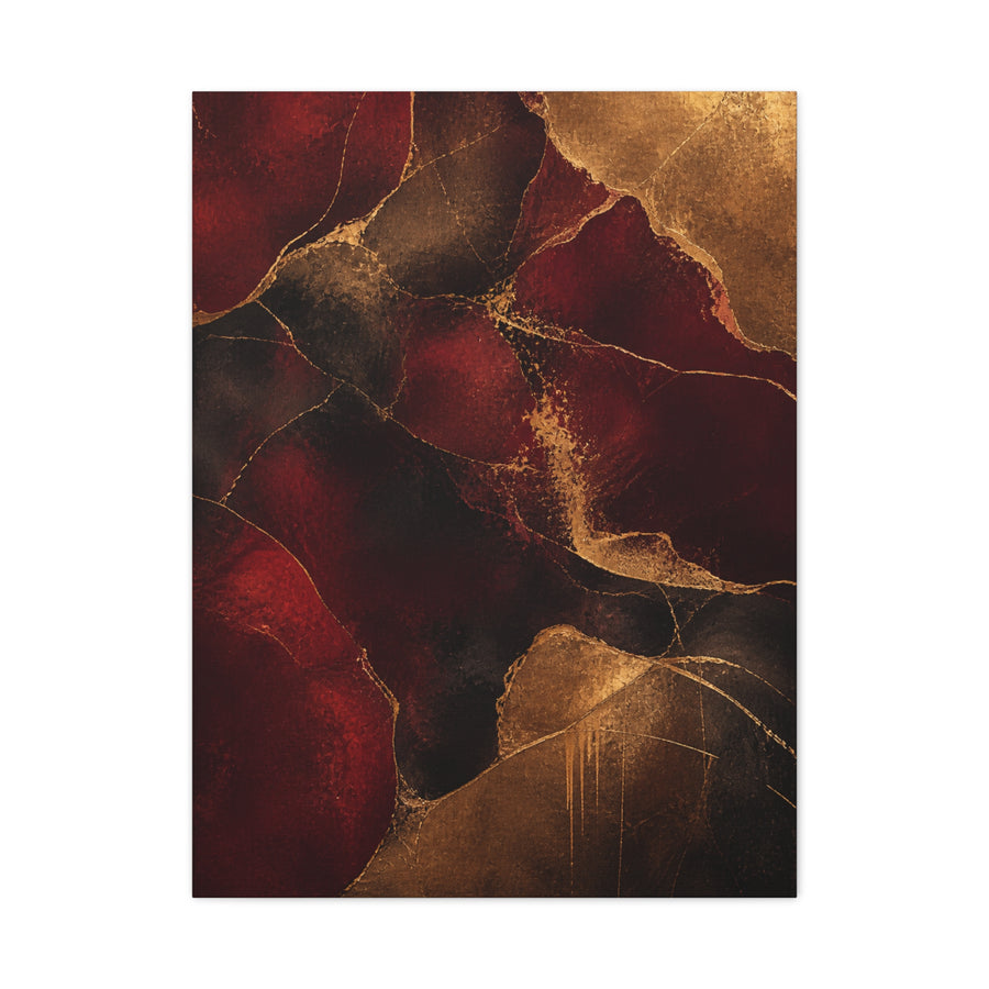 Oxblood and Gold Luxury Abstract Wall Art & Canvas Print