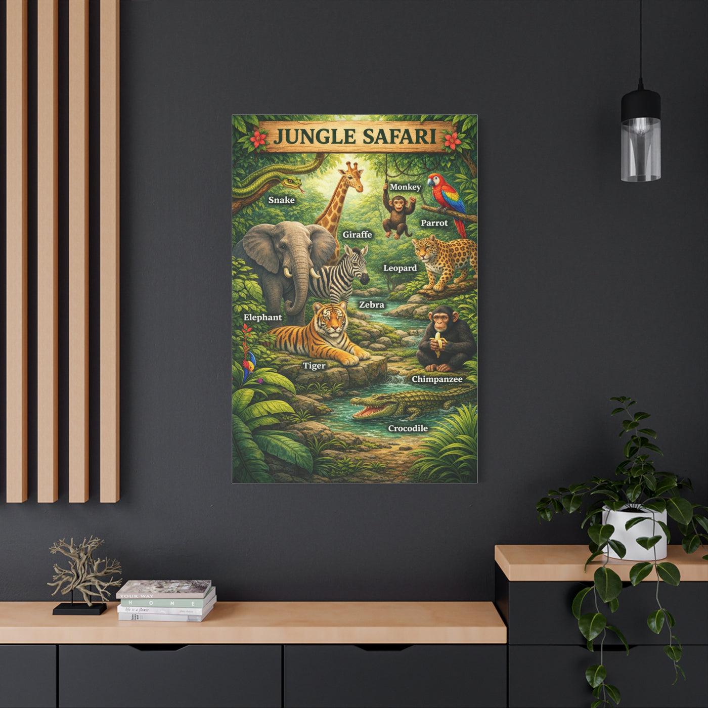 Jungle Safari Adventure Learning Poster Wall Art & Canvas Print