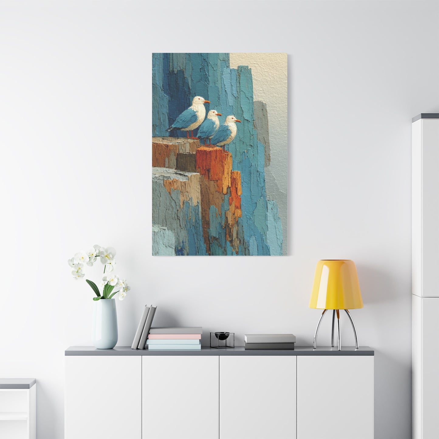 Seagull Trio Driftwood Relief Wall Art & Canvas Print