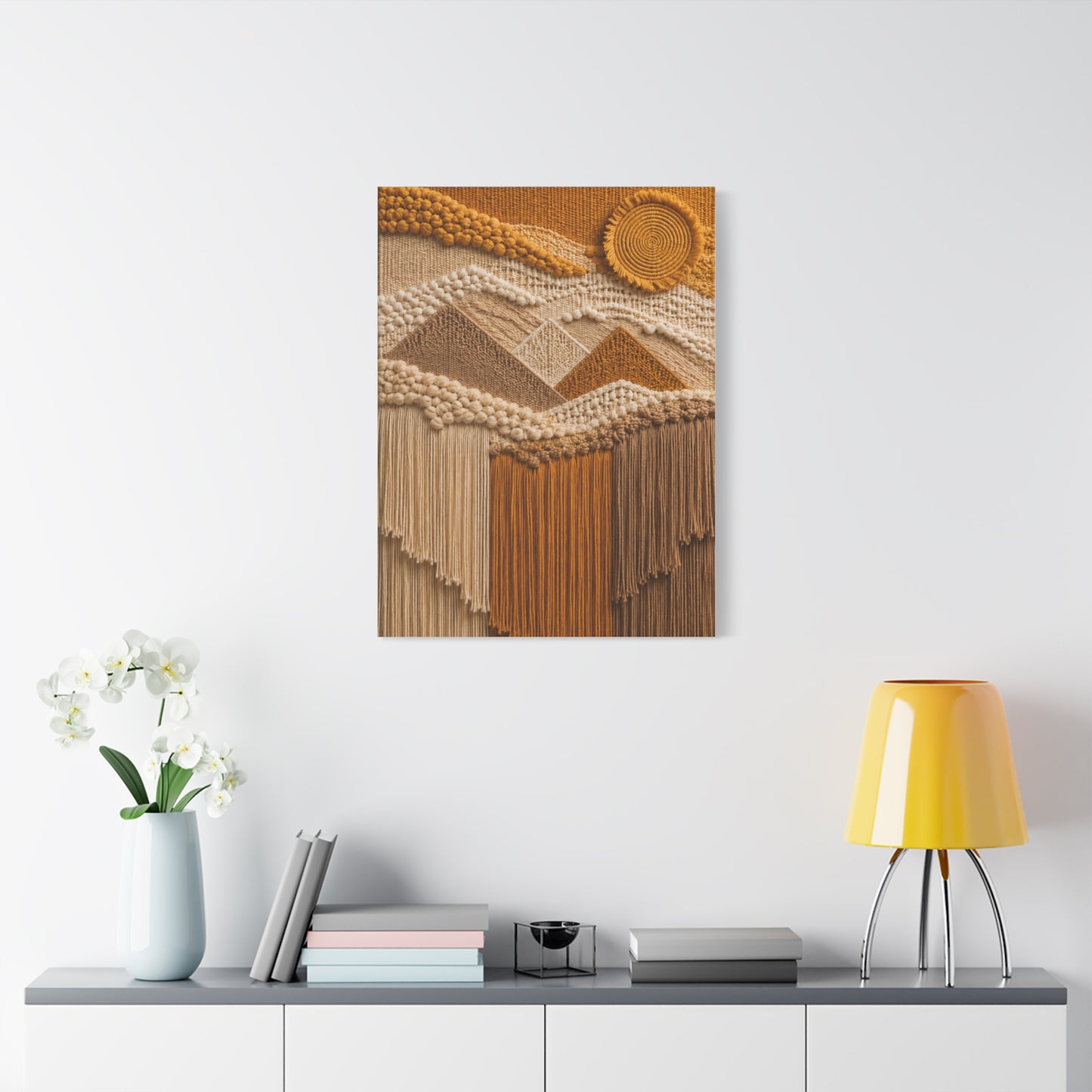 Boho Mountain Fringe Textile Hanging Wall Art & Canvas Print
