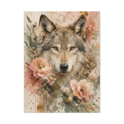 Boho Floral Wolf Portrait Blush Composition Wall Art & Canvas Print