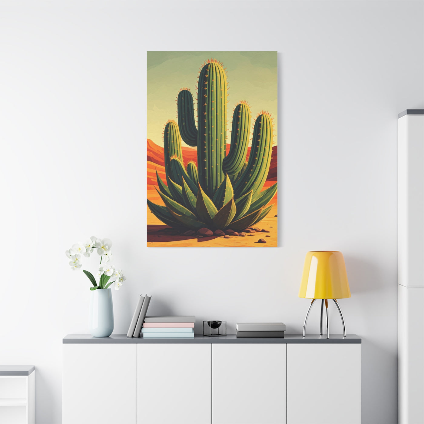 Southwestern Saguaro and Agave Desert Illustration Wall Art & Canvas Prints