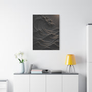 Matte Black Sculptural Ocean Motion Wall Art & Canvas Print