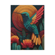 Mexican Hummingbird Sun Disc Folk Wall Art & Canvas Print
